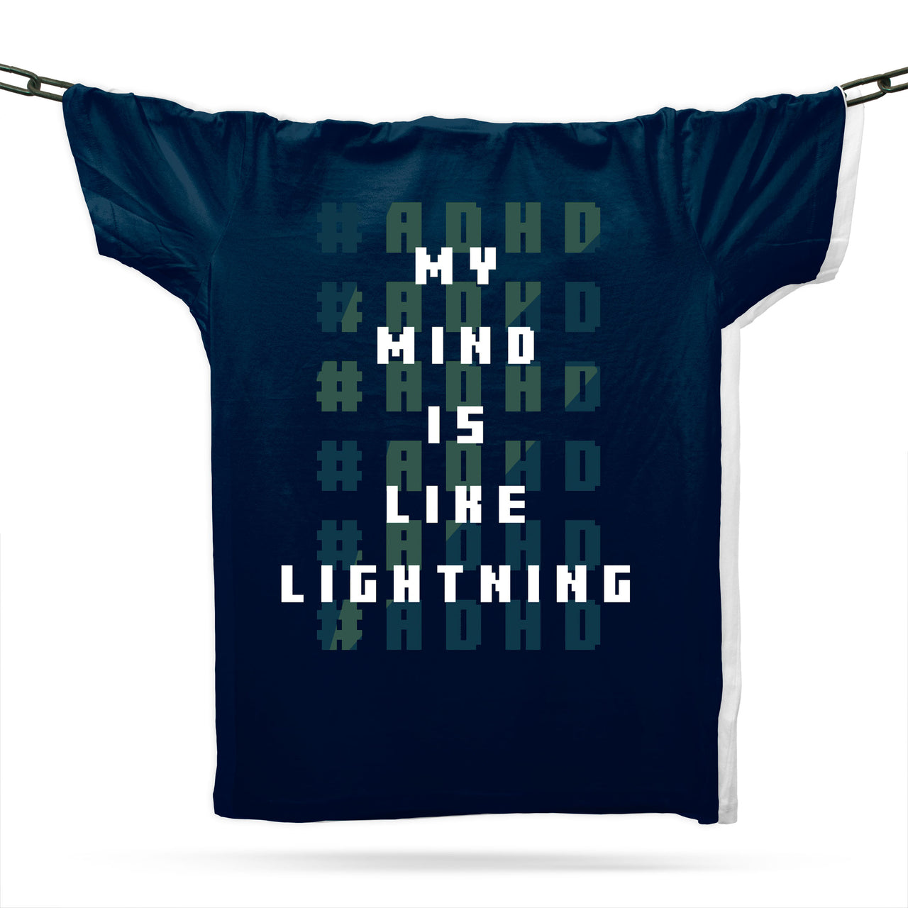 Neurodivergent ADHD Lightning T-Shirt / Navy / Organic Cotton