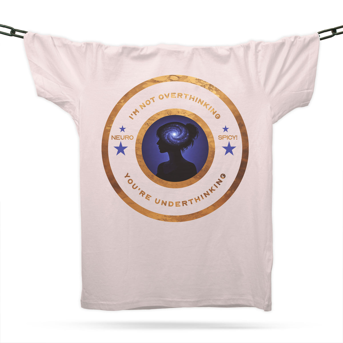 Neurodivergent Underthinking Gold T-Shirt / Vintage White / Organic Cotton